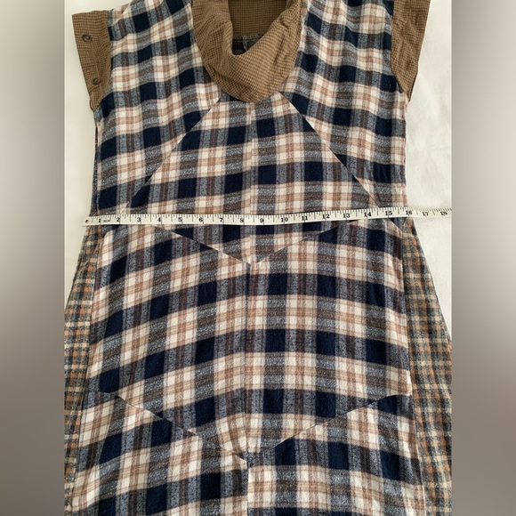 🇨🇦Upcycled Plaid Flannel cowl-neck tunic dress - Picture 9 of 12
